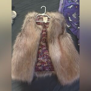 Cat & Jack Faux Fur Vest in Blush Pink with Floral Lining